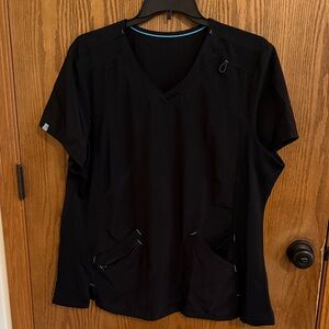 Women's Black V-Neck Scrub Top